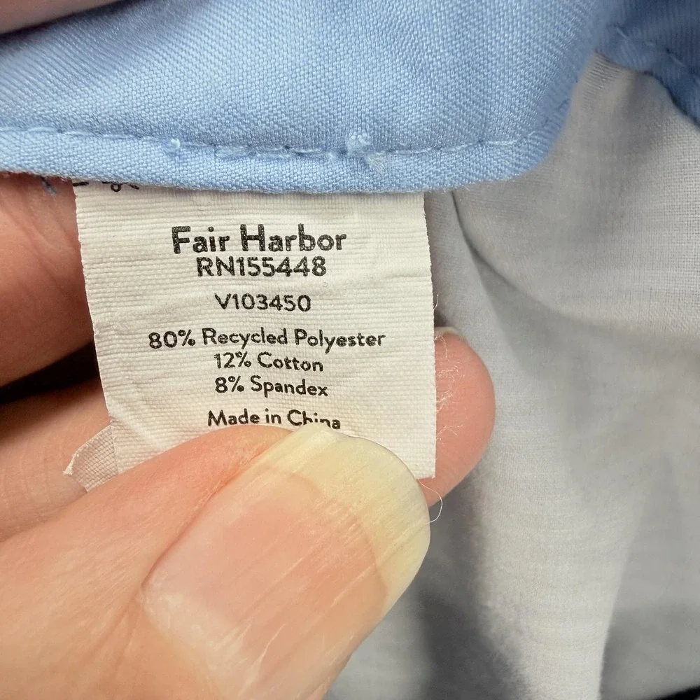Fair Harbor Board Shorts Mens 34 Blue Wave Print Swim Trunks Quick Dry Stretch